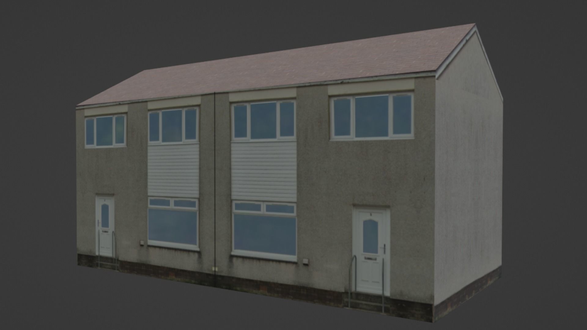 Semi-Detached Scottish Generic House 002 Low-poly 3D model_1