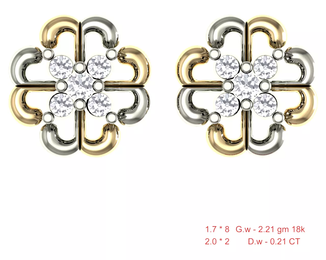 Women Stud Earrings 3dm STL OBJ FBX Details 3D print model_0