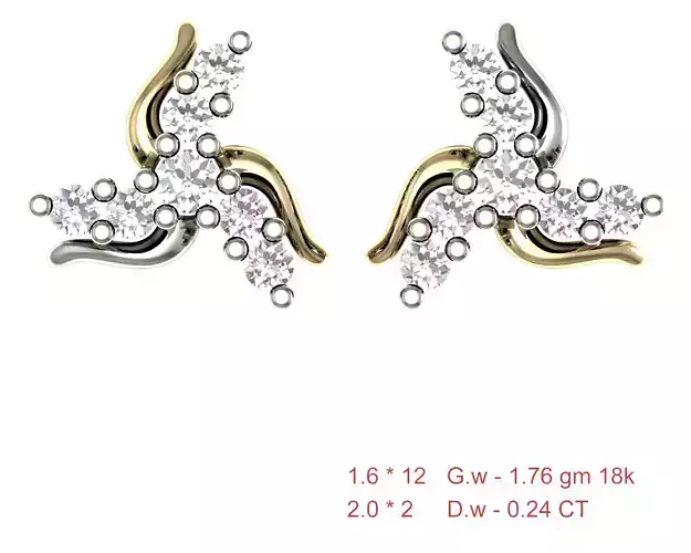 Women Stud Earrings 3dm STL OBJ FBX Details