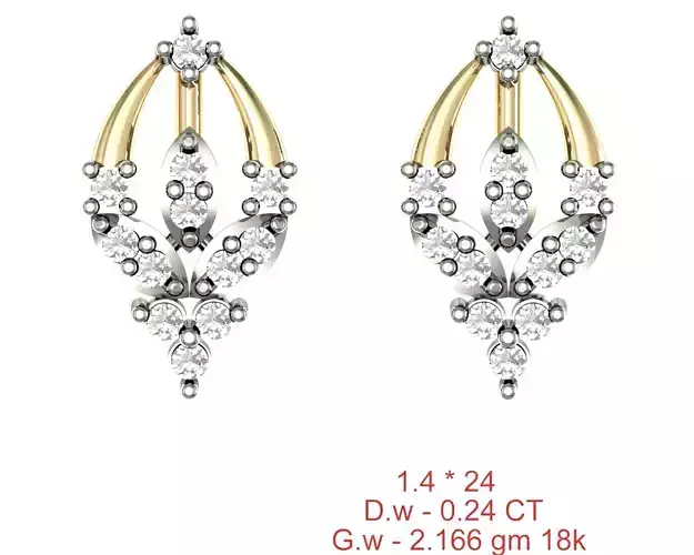 Women Stud Earrings 3dm STL OBJ FBX Details 3D print model
