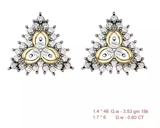 Women Stud Earrings 3dm STL OBJ FBX Details 3D print model