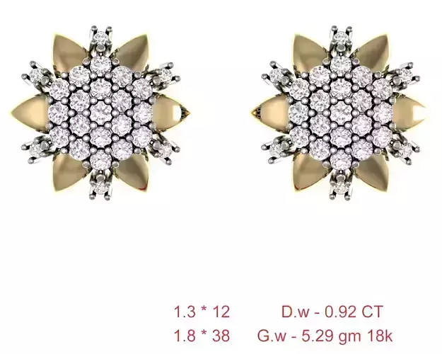 Women Stud Earrings 3dm STL OBJ FBX Details 3D print model