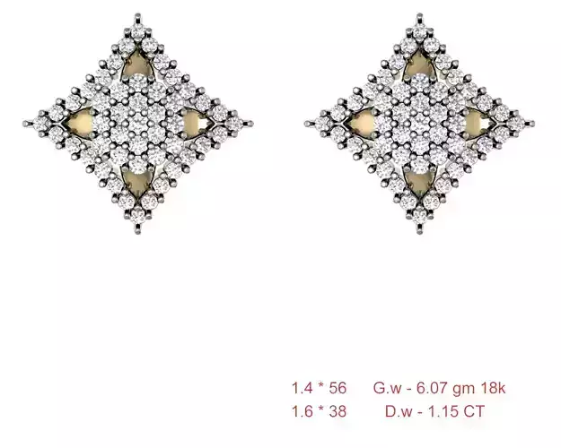 Women Stud Earrings 3dm STL OBJ FBX Details 3D print model