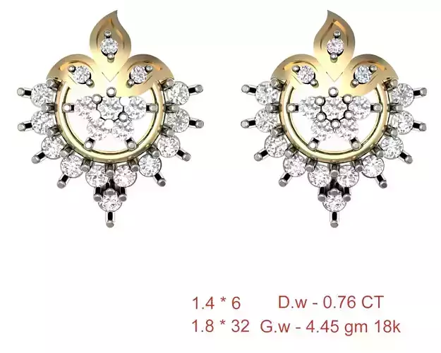 Women Stud Earrings 3dm STL OBJ FBX Details 3D print model