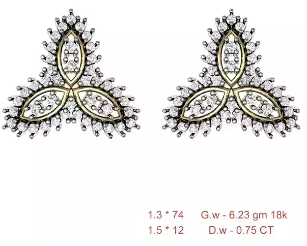 Women Stud Earrings 3dm STL OBJ FBX Details