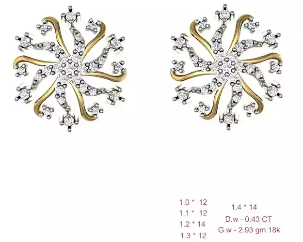Women Stud Earrings 3dm STL OBJ FBX Details 3D print model