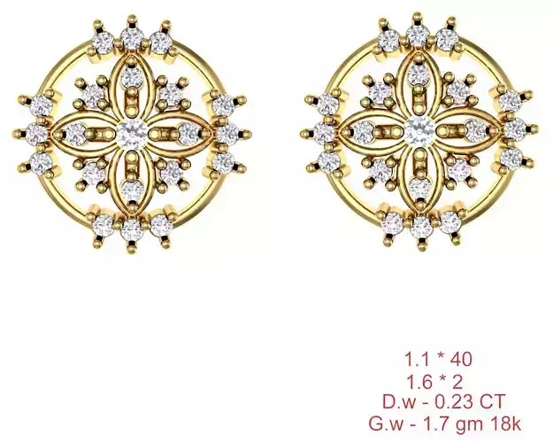 Women Stud Earrings 3dm STL OBJ FBX Details