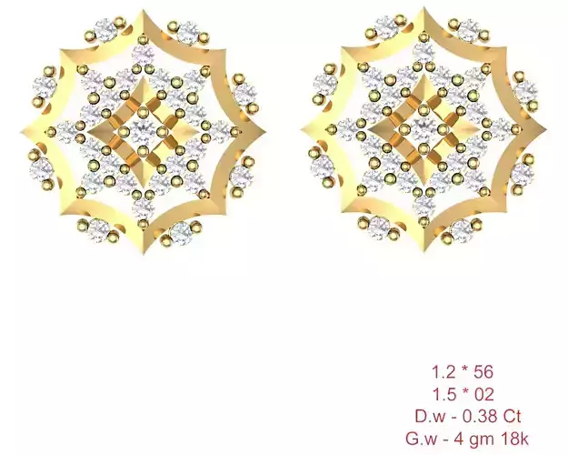 Women Stud Earrings 3dm STL OBJ FBX Details 3D print model