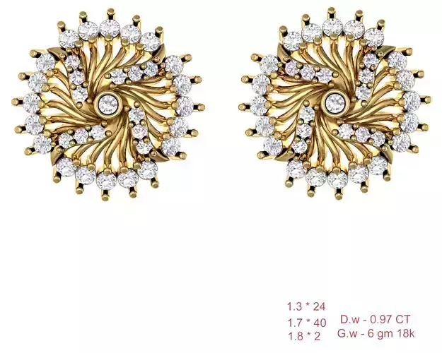 Women Stud Earrings 3dm STL OBJ FBX Details 3D print model