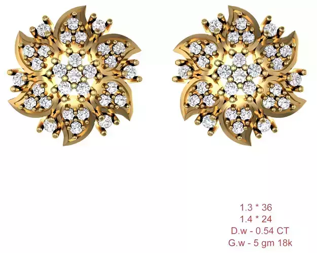 Women Stud Earrings 3dm STL OBJ FBX Details 3D print model