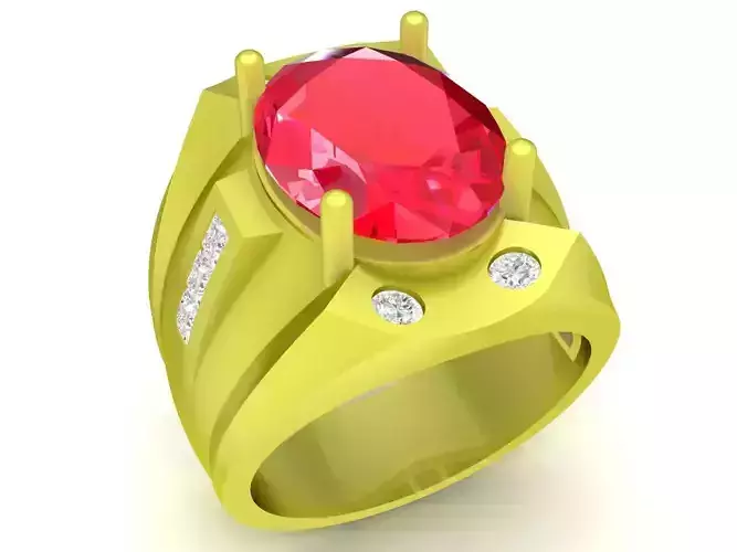asian oval ruby and diamond men ring 3996