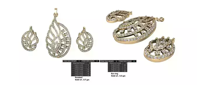 Women Earrings Pendants STL OBJ FBX Details