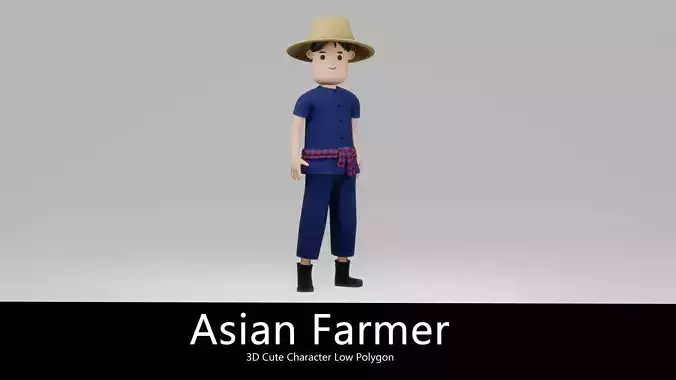 Asian Farmer  3D model low polygon