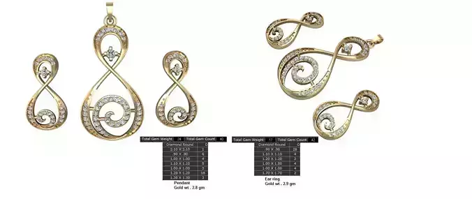 Women Earrings Pendants STL OBJ FBX Details