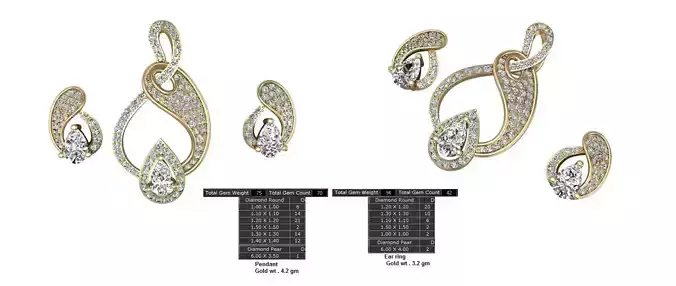 Women Earrings Pendants STL OBJ FBX Details