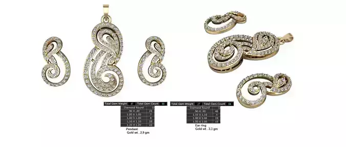 Women Earrings Pendants STL OBJ FBX Details