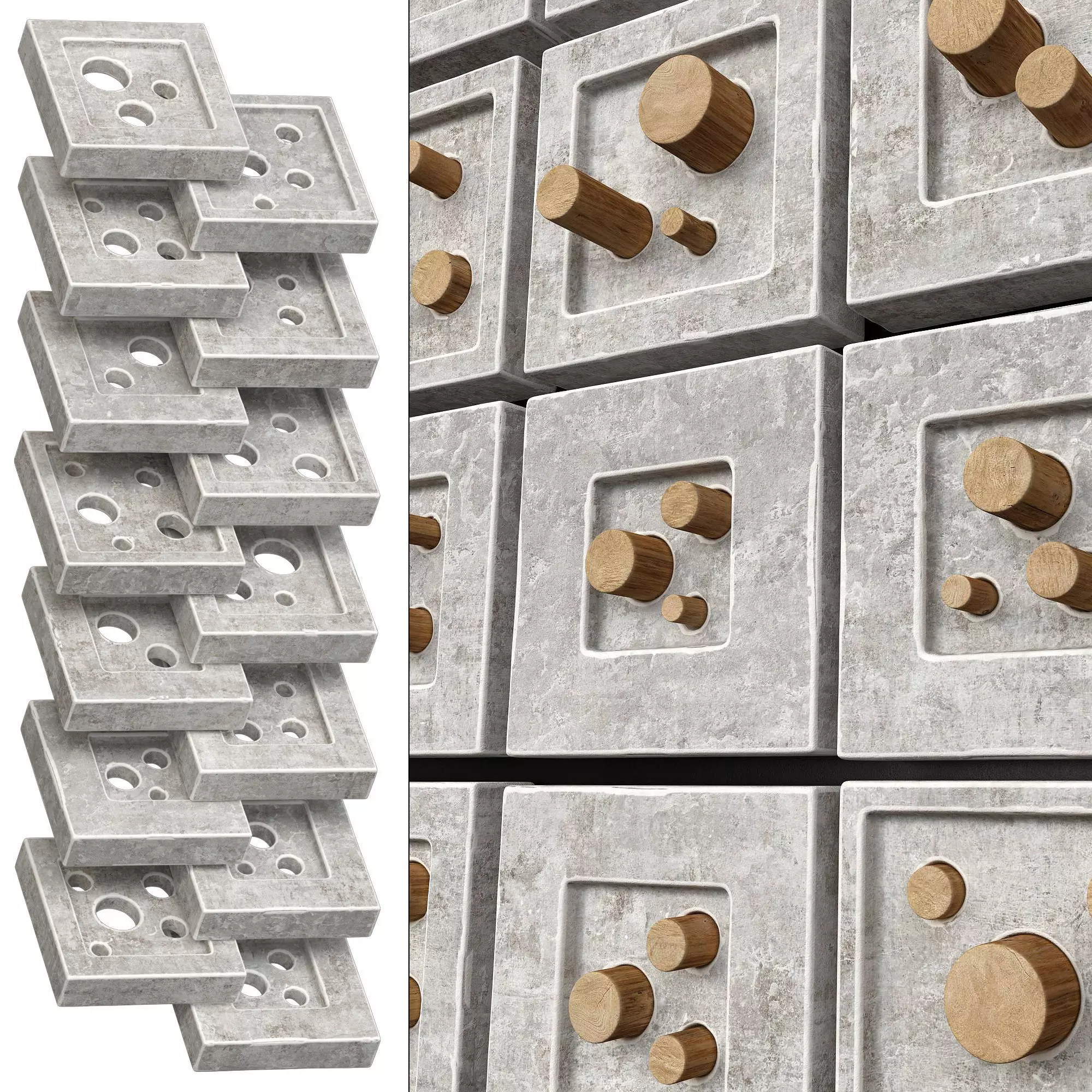 Stone hole panel n3 3D model_0