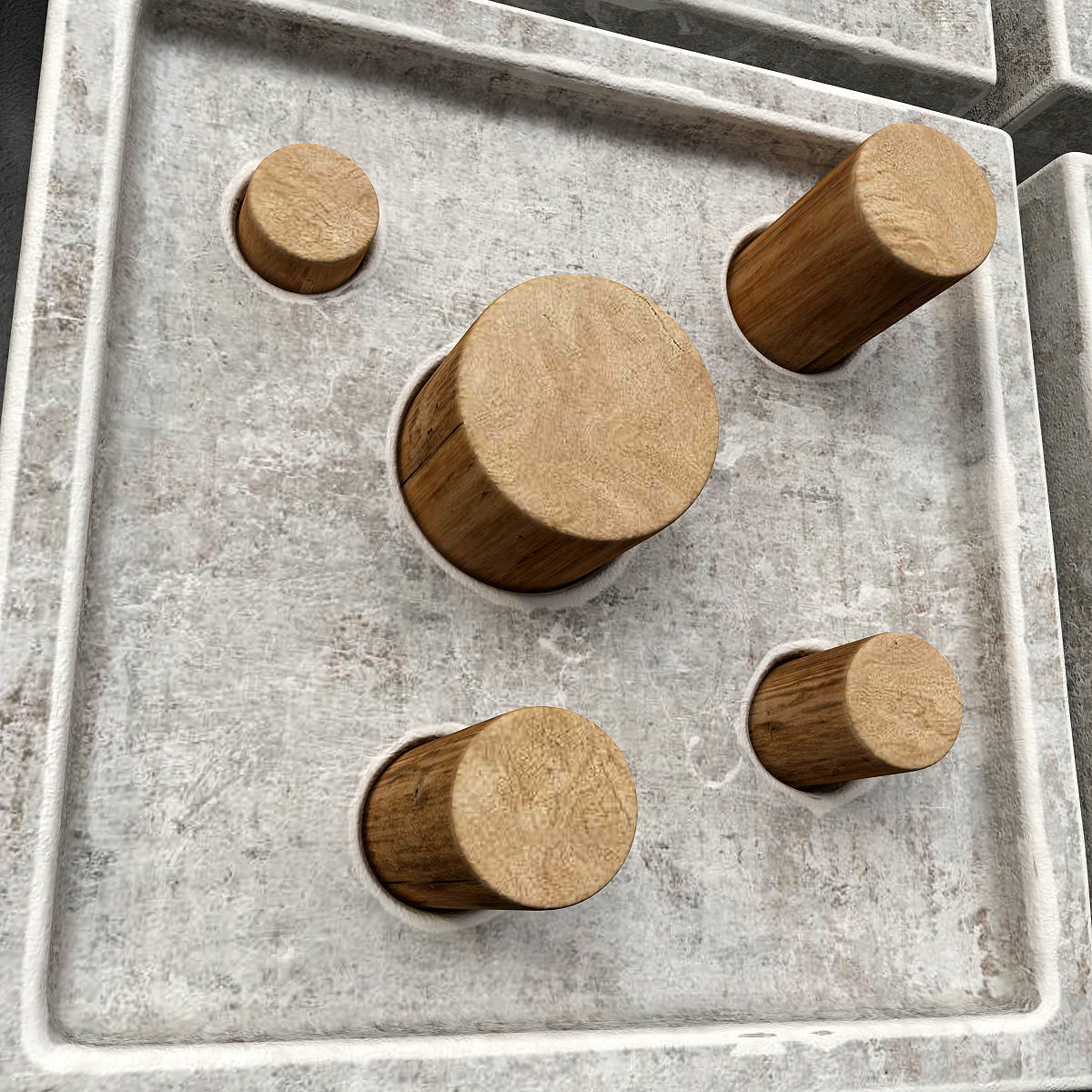 Stone hole panel n3 3D model_4