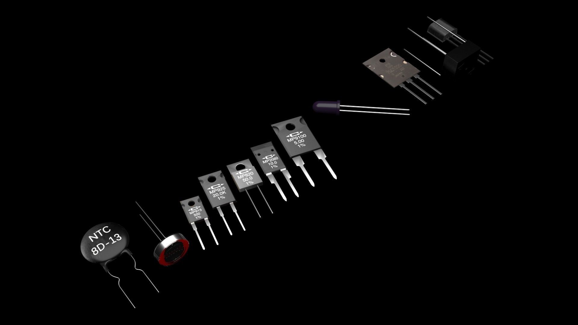 Electronic Components Set 3D model_13