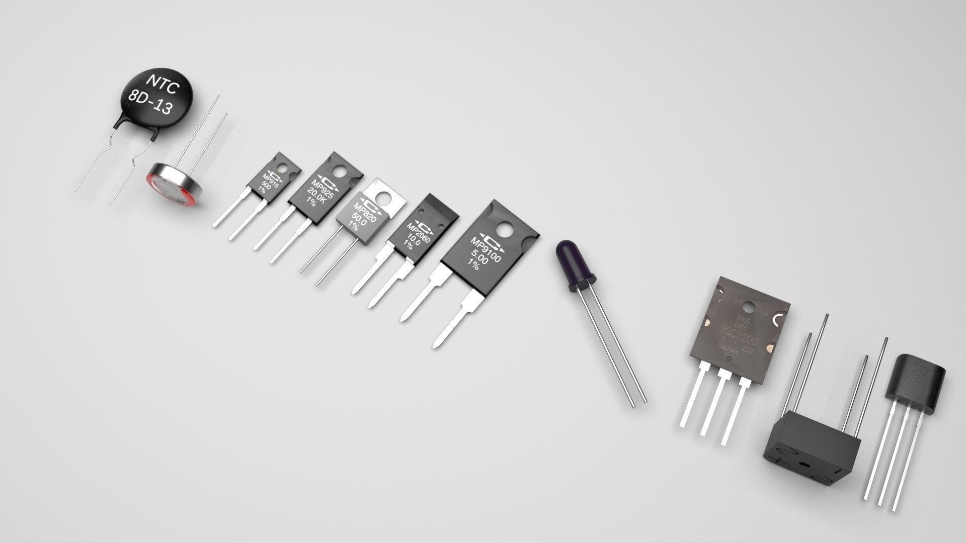 Electronic Components Set 3D model_1