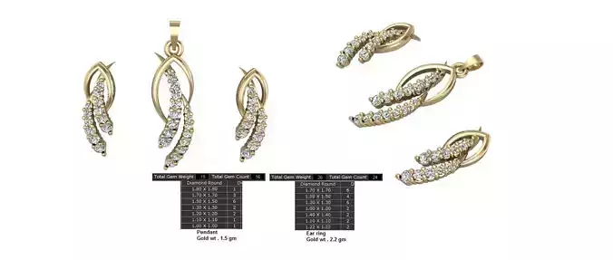 Women Earrings Pendants STL OBJ FBX Details
