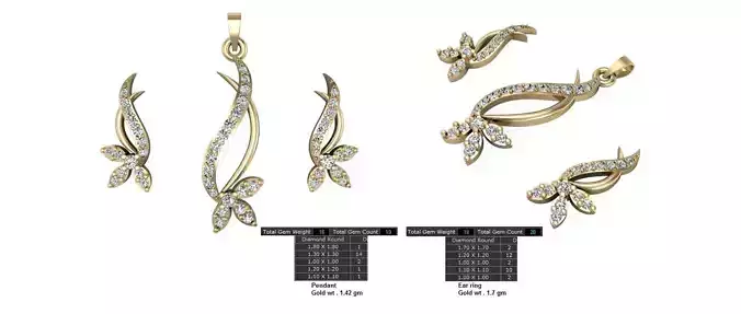 Women Earrings Pendants STL OBJ FBX Details