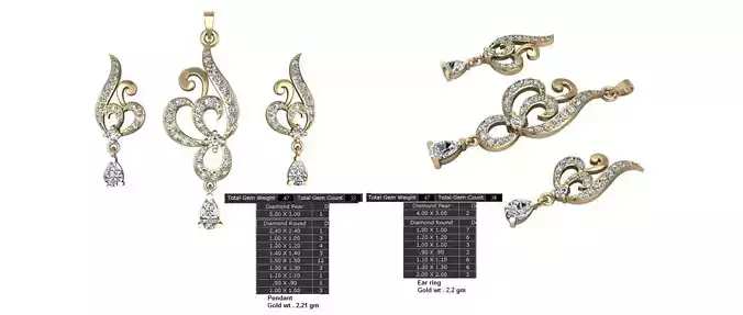 Women Earrings Pendants STL OBJ FBX Details