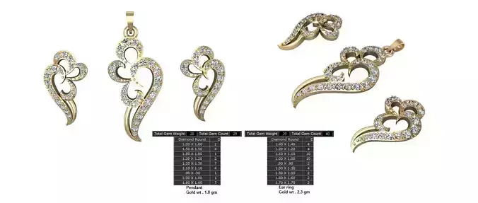 Women Earrings Pendants STL OBJ FBX Details