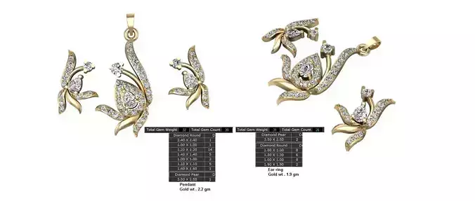 Women Earrings Pendants STL OBJ FBX Details