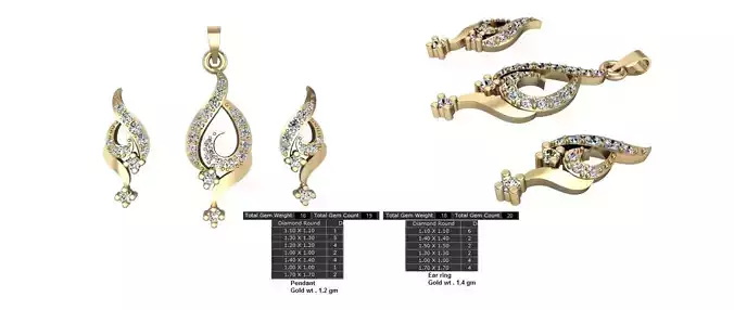 Women Earrings Pendants STL OBJ FBX Details