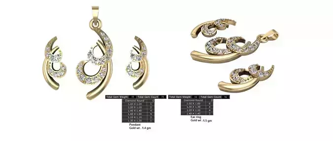 Women Earrings Pendants STL OBJ FBX Details