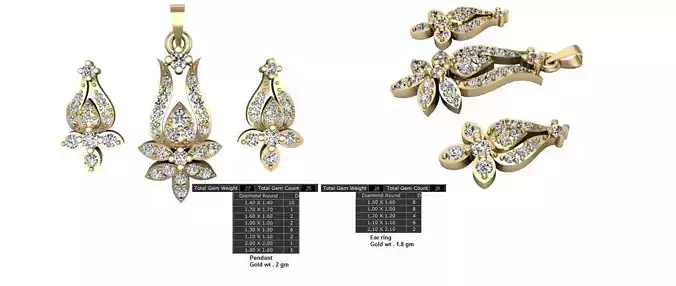 Women Earrings Pendants STL OBJ FBX Details