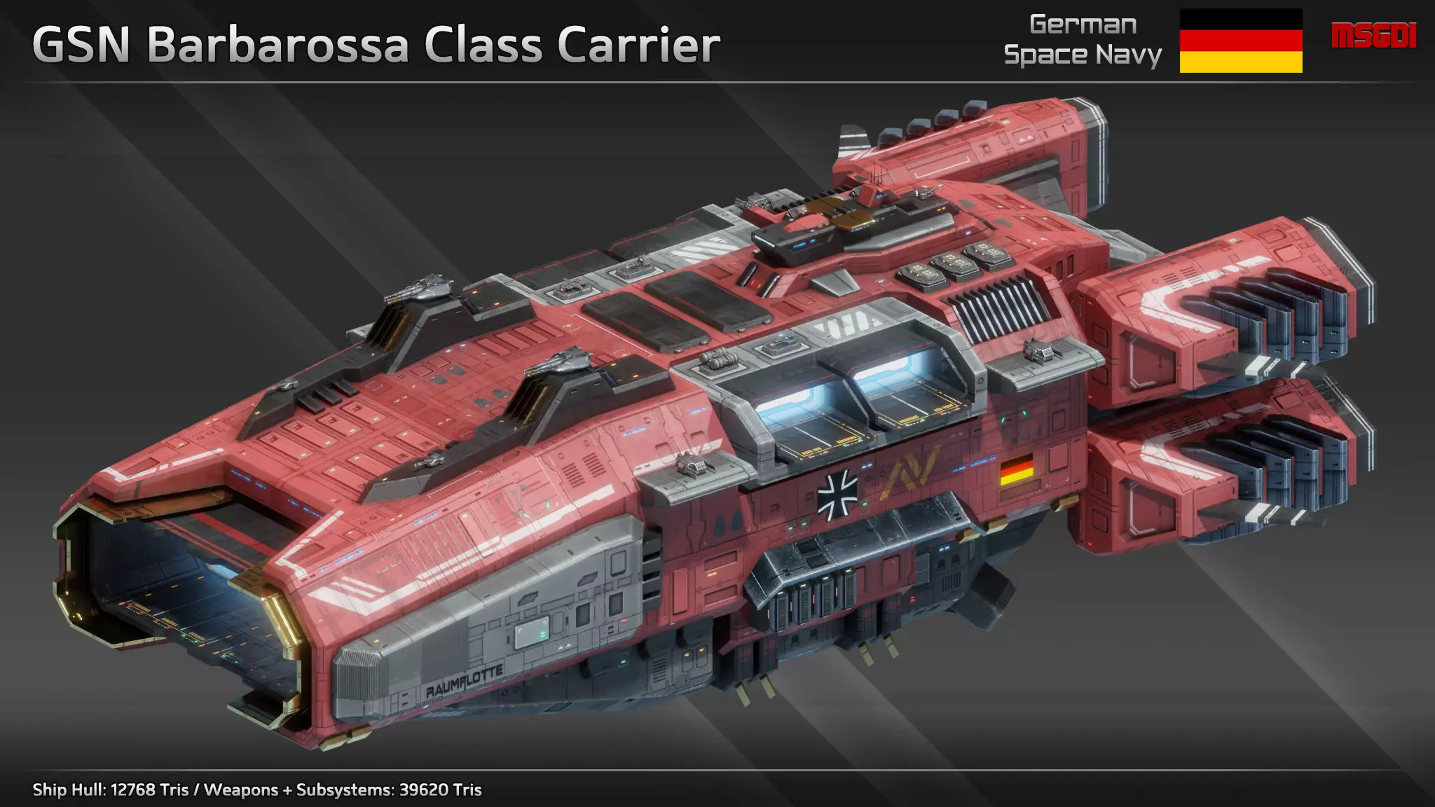 GSN Spaceship Barbarossa Class Carrier Low-poly 3D model_0