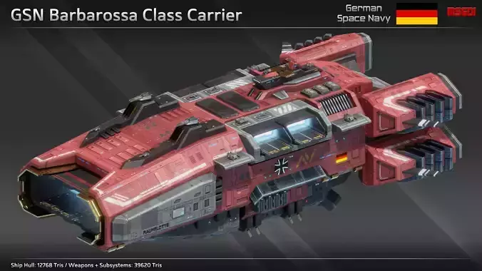 GSN Spaceship Barbarossa Class Carrier Low-poly 3D model