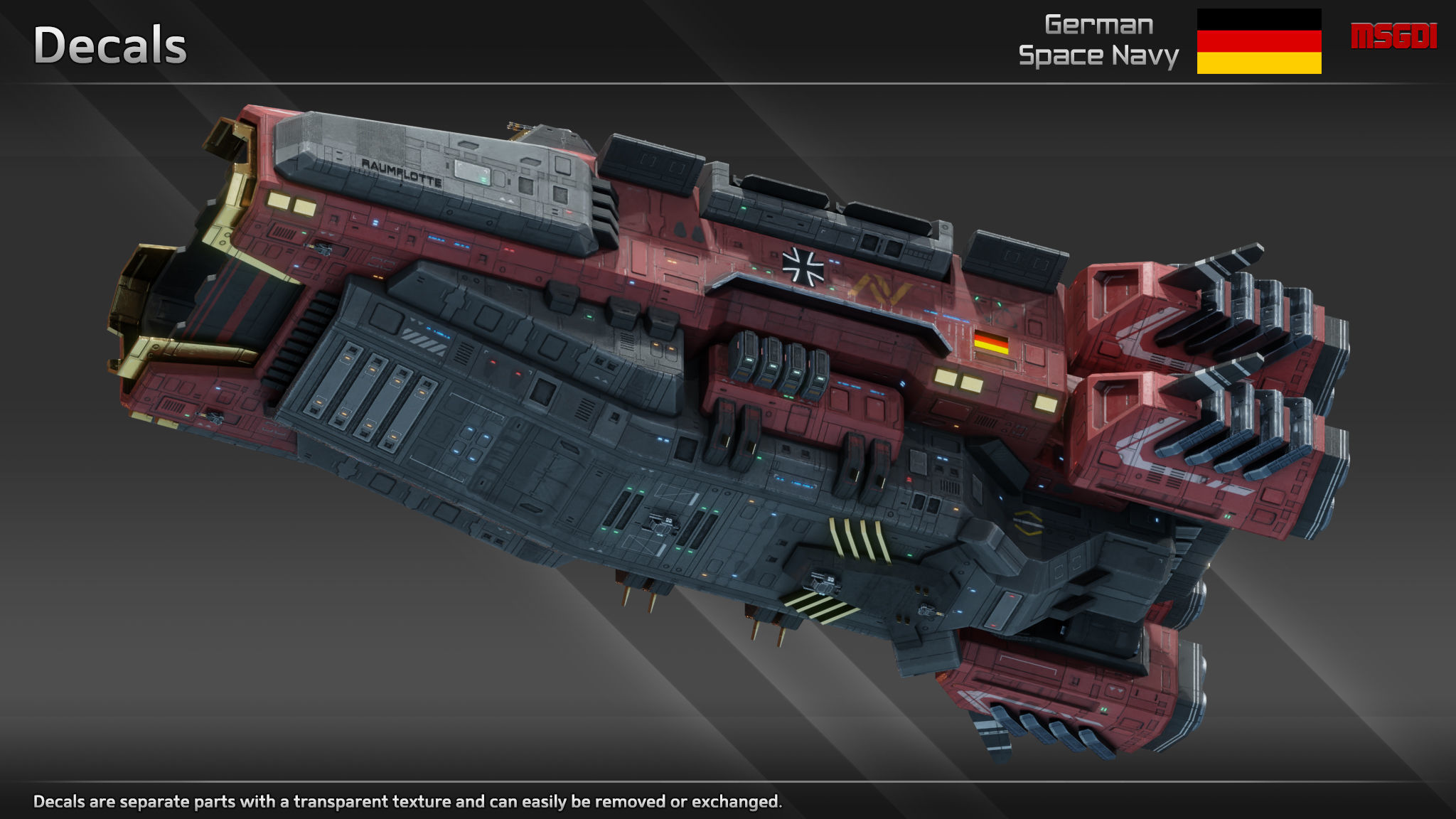 GSN Spaceship Barbarossa Class Carrier Low-poly 3D model_8