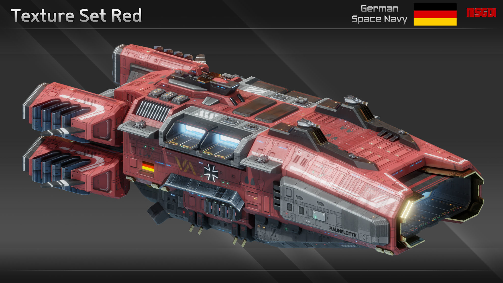 GSN Spaceship Barbarossa Class Carrier Low-poly 3D model_13