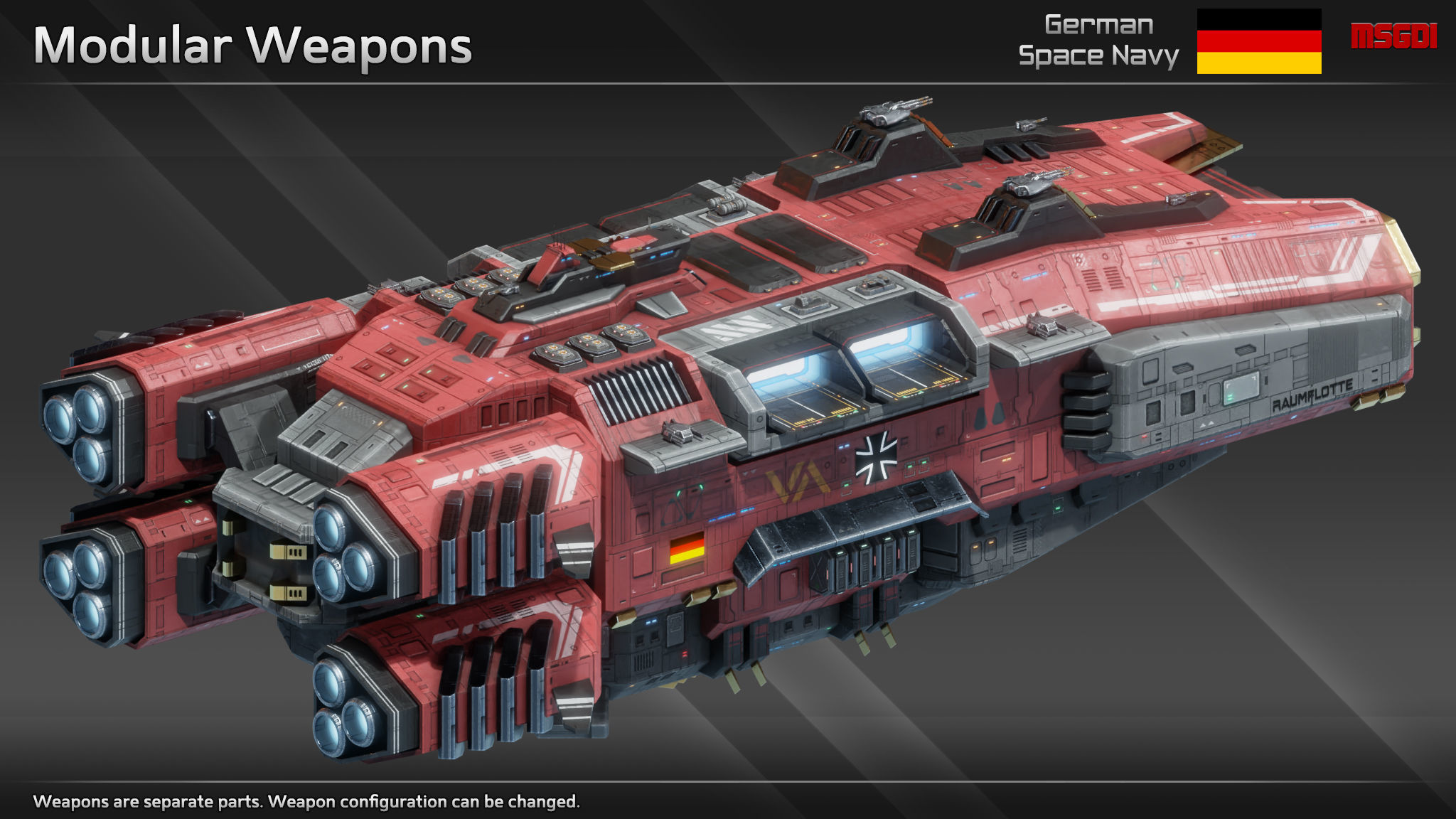 GSN Spaceship Barbarossa Class Carrier Low-poly 3D model_6