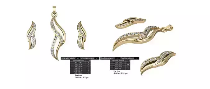 Women Earrings Pendants STL OBJ FBX Details