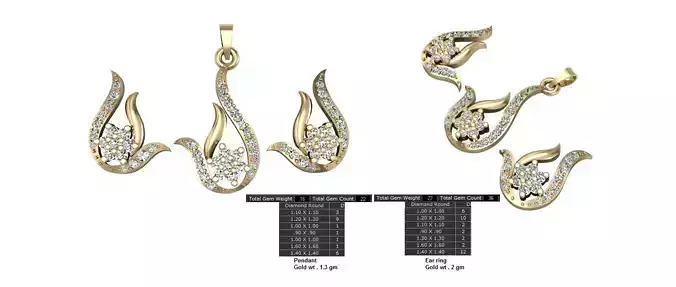 Women Earrings Pendants STL OBJ FBX Details 3D print model