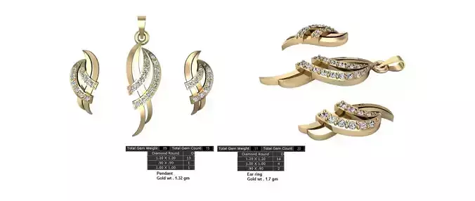 Women Earrings Pendants STL OBJ FBX Details