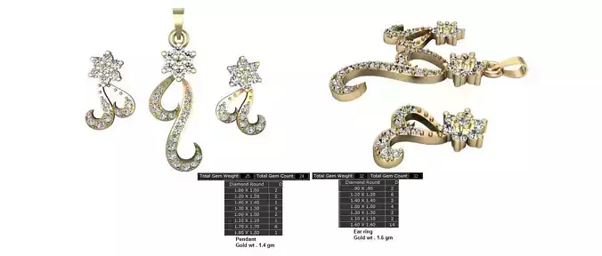 Women Earrings Pendants STL OBJ FBX Details