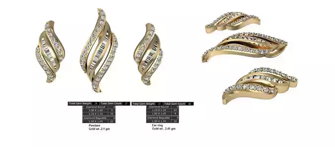 Women Earrings Pendants STL OBJ FBX Details