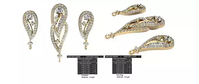 Women Earrings Pendants STL OBJ FBX Details