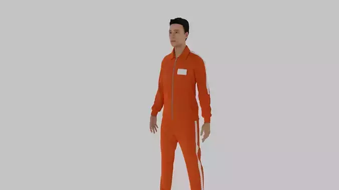 Prisoner man in orange prison uniform