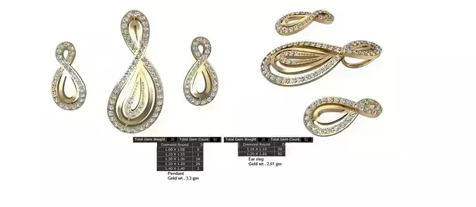 Women Earrings Pendants STL OBJ FBX Details