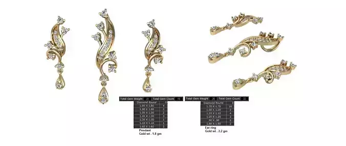 Women Earrings Pendants STL OBJ FBX Details 3D print model