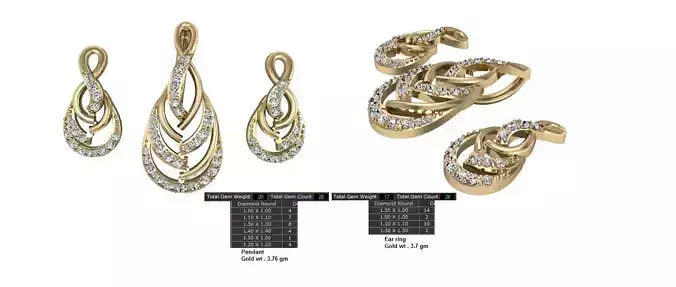Women Earrings Pendants STL OBJ FBX Details