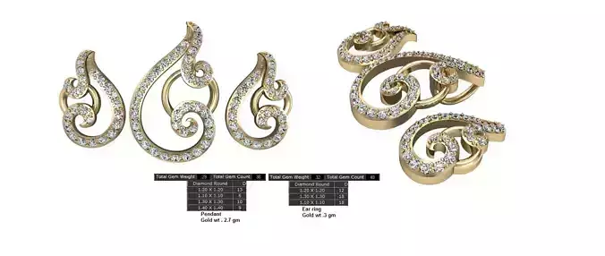 Women Earrings Pendants STL OBJ FBX Details 3D print model