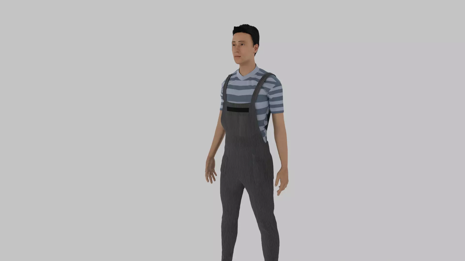 Prisoner man in overalls Low-poly 3D model_0