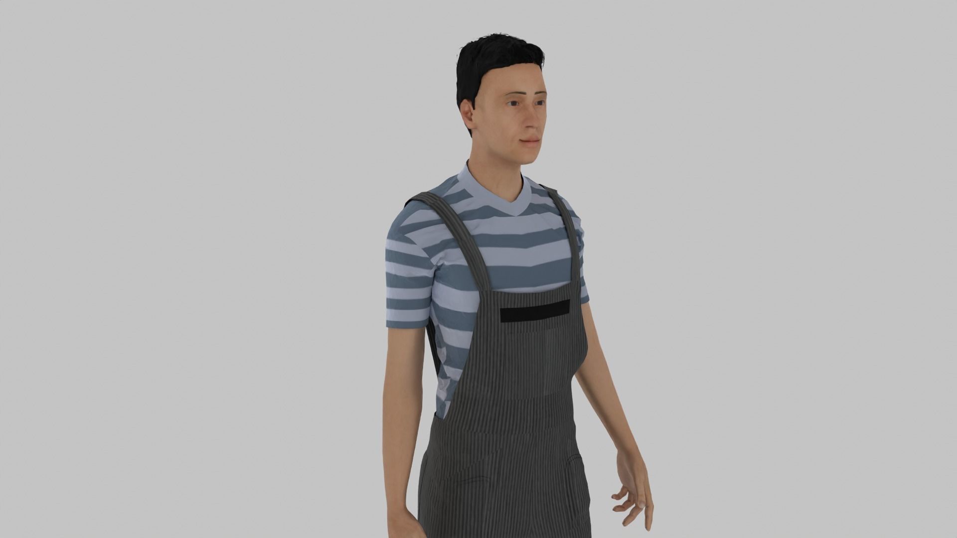 Prisoner man in overalls Low-poly 3D model_6